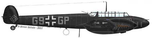 Messerschmitt Bf110 - rechte Seite