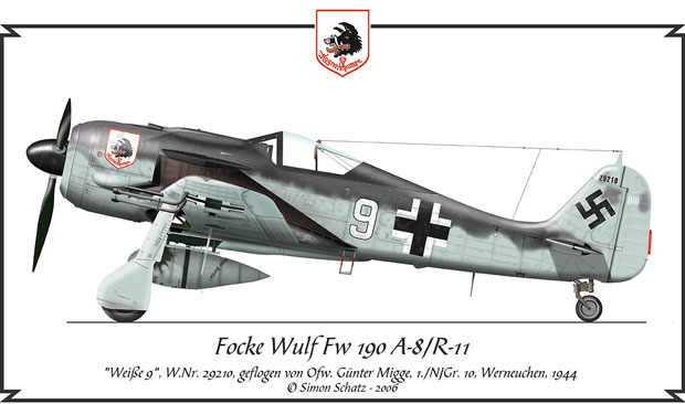 Luftwaffe Color Profiles Focke Wulf Fw 190 A 8 R11 Flown By Gunter Migge